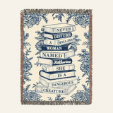 Personalized Dangerous Well Read Woman Reading Woven Blanket