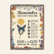 Give It To God Faith Keepsake With Birth Flower & Scripture - Personalized Woven Blanket