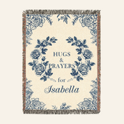 Hugs & Prayers Birth Flower Comfort Keepsake - Personalized Woven Blanket