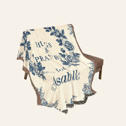 Hugs & Prayers Birth Flower Comfort Keepsake - Personalized Woven Blanket