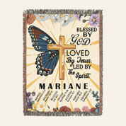Blessed by God Baby Keepsake With Birth Month Butterfly - Personalized Woven Blanket