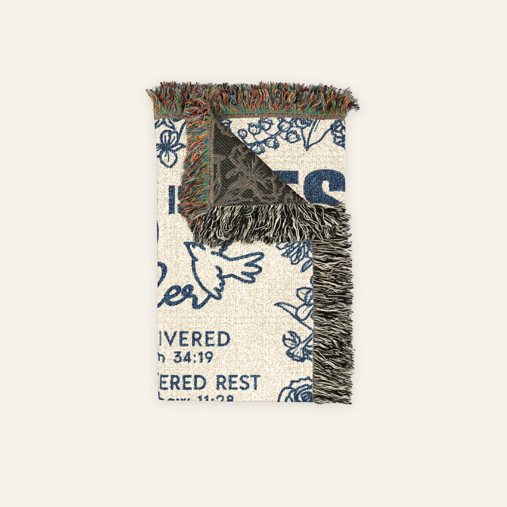 Jesus Is My Healer, Custom Name, Healing Scripture & Birth Flower - Personalized Woven Blanket