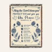 Birth Flower & Scripture Blessing For Baby - Personalized Woven Blanket