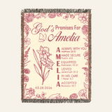 God’s Promises - Custom Name, Scripture & Birth Flower - Personalized Kids Woven Blanket