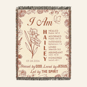 Blessed By God: Custom Name & Bible Verse Blessings For Babies & Kids - Personalized Woven Blanket