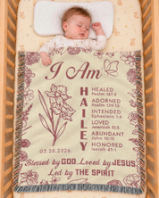 Blessed By God: Custom Name & Bible Verse Blessings For Babies & Kids - Personalized Woven Blanket