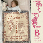 Blessed By God: Custom Name & Bible Verse Blessings For Babies & Kids - Personalized Woven Blanket