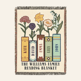 Personalized Family Birth Flower Reading Woven Blanket
