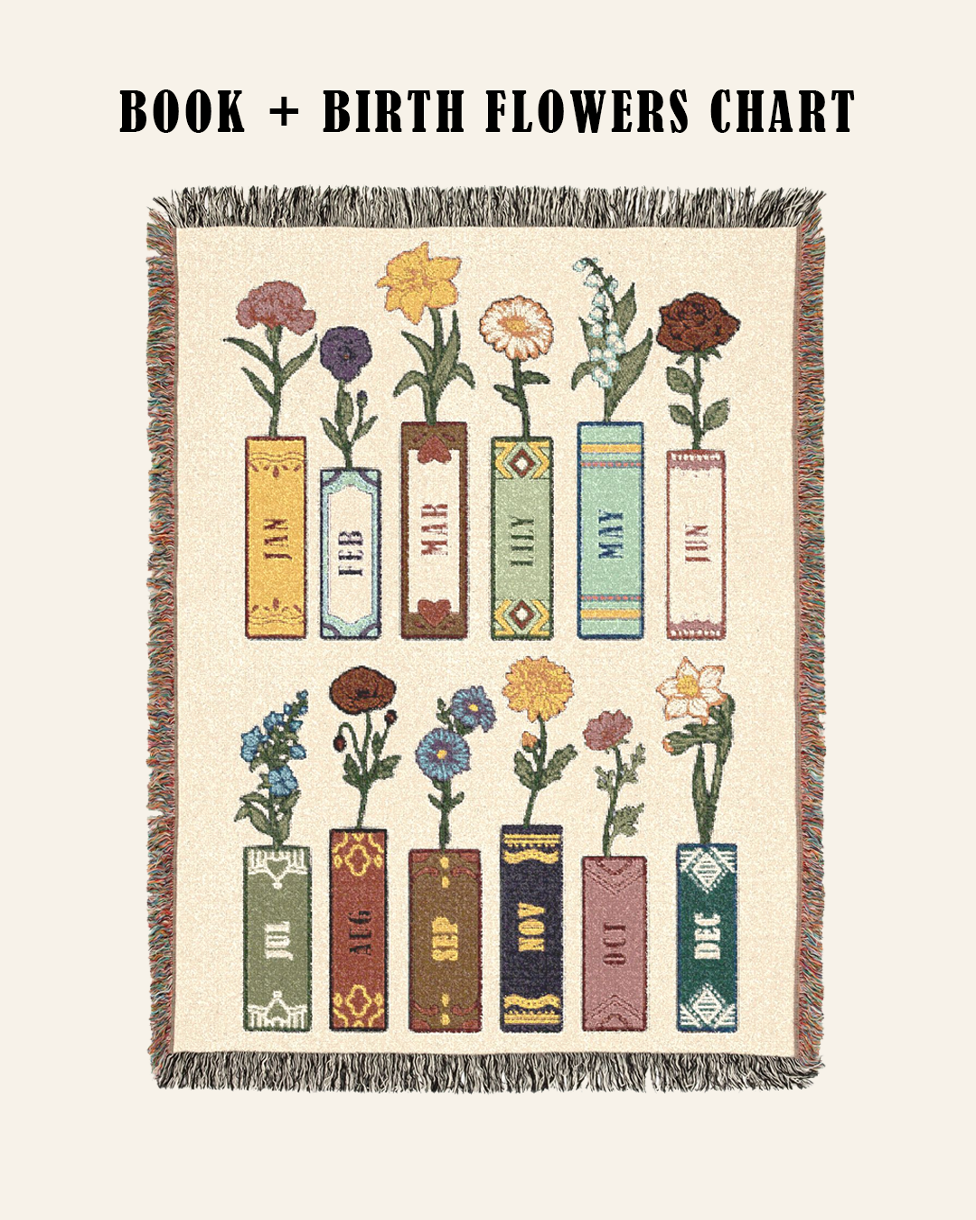 Personalized Family Birth Flower Reading Woven Blanket
