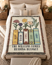 Personalized Family Birth Flower Reading Woven Blanket