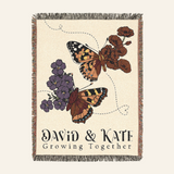 Personalized Growing Together Birth Flower & Butterfly Woven Blanket