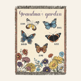 Personalized Family Garden Birth Month Butterfly Woven Blanket