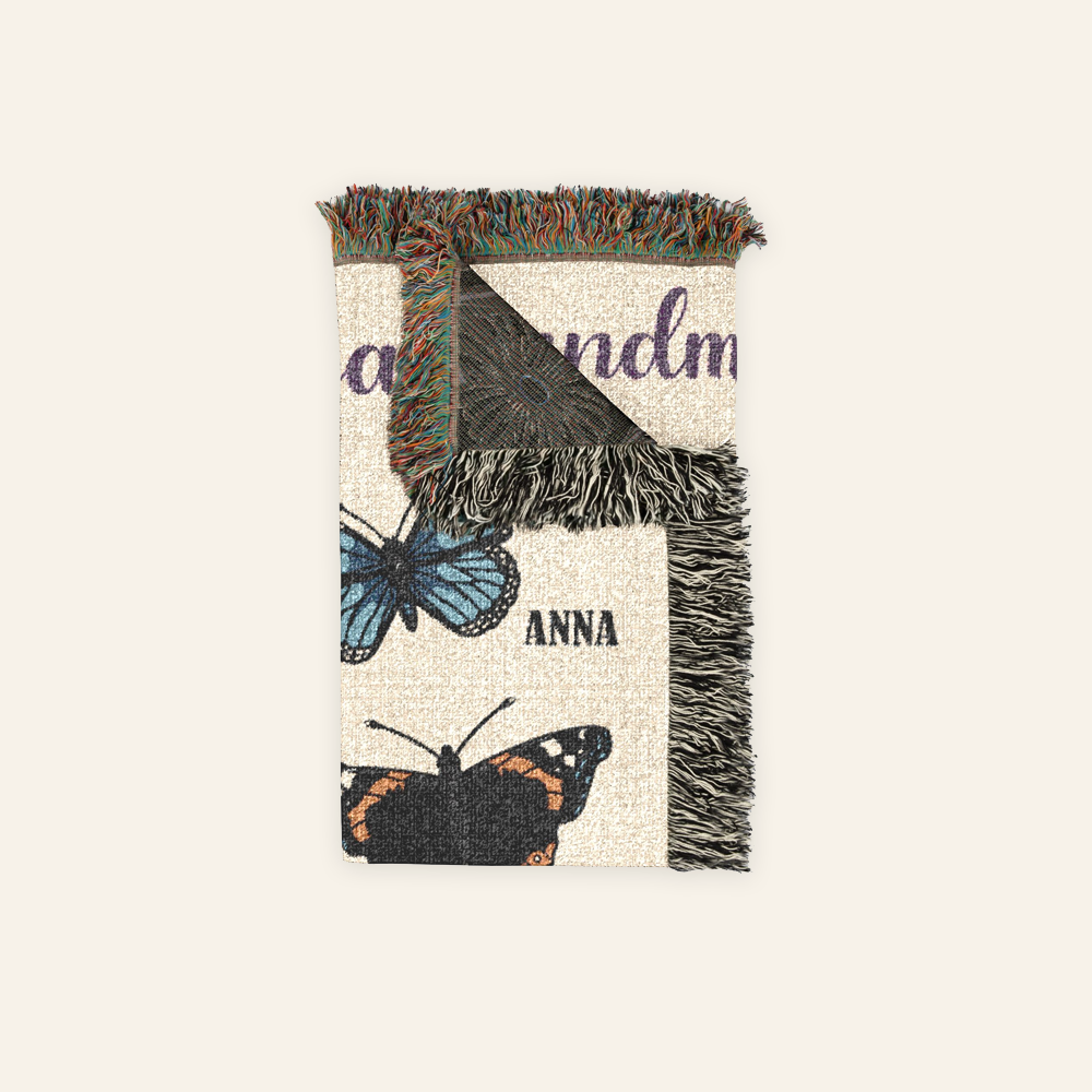 Personalized Family Garden Birth Month Butterfly Woven Blanket