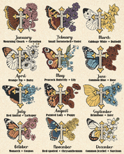 Personalized Baptism Birth Month Flower & Butterfly Woven Blanket