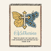 Personalized God’s Word Birth Flower & Butterfly Woven Blanket