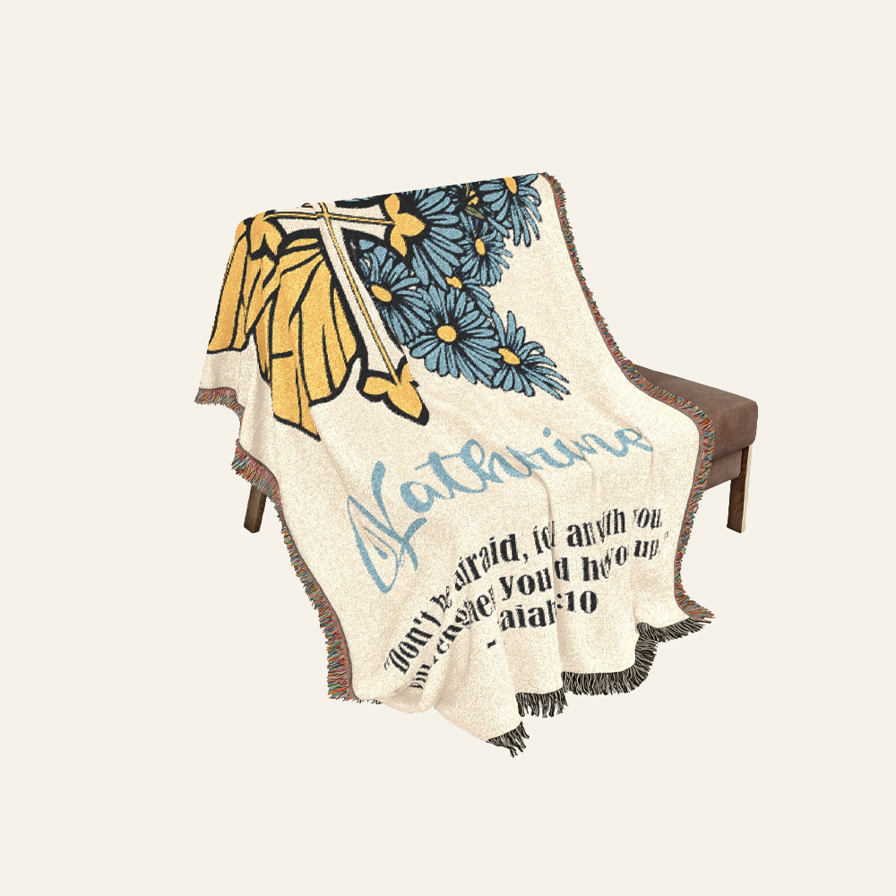 Personalized September Born Faith Aster & Brimstone Woven Blanket