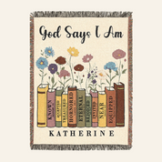 Personalized Scripture Bookshelf Name Woven Blanket