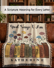 Personalized Scripture Bookshelf Name Woven Blanket