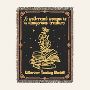 Personalized Birth Flower Well Read Woman Reading Woven Blanket