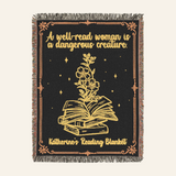 Personalized Birth Flower Well Read Woman Reading Woven Blanket