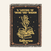Personalized Lifetime of Books & Wisdom Birth Month Flower Woven Blanket