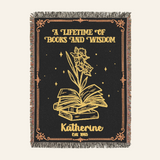 Personalized Lifetime of Books & Wisdom Birth Month Flower Woven Blanket