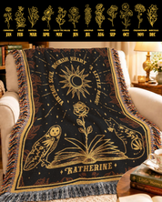Personalized Vintage Soul Bookish Heart Witchy Woven Blanket
