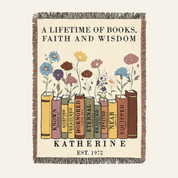 Personalized Lifetime of Books, Faith & Wisdom Scripture Woven Blanket
