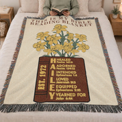 Personalized Scripture Name & Birth Flower Bible Reading Woven Blanket
