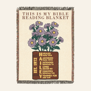 Personalized Scripture Name & Birth Flower Bible Reading Woven Blanket