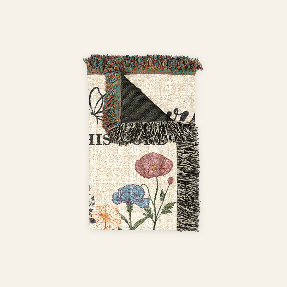 Personalized Flourish in His Word Scripture Woven Blanket