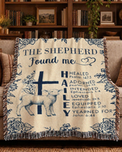 Personalized Good Shepherd Sheep Birth Flower Scripture Woven Blanket