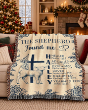 Personalized Good Shepherd Sheep Birth Flower Scripture Woven Blanket