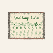 Personalized God Says I Am Dinosaur Baby Boy Woven Blanket