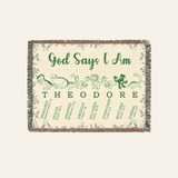 Personalized God Says I Am Dinosaur Baby Boy Woven Blanket