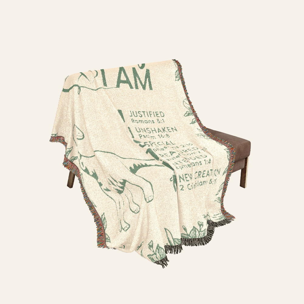 Personalized God Says I Am Dinosaur Scripture Woven Blanket