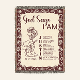 God Says I Am: Little Cowboy, Birth Flower & Scripture Affirmations - Personalized Woven Blanket