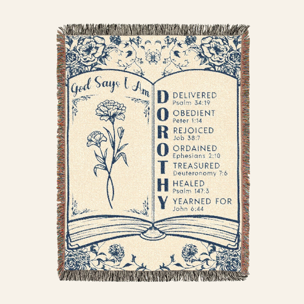 Personalized Scripture Birth Flower Bible Reading Woven Blanket