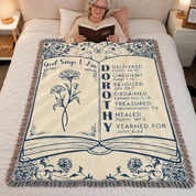 Personalized Scripture Birth Flower Bible Reading Woven Blanket