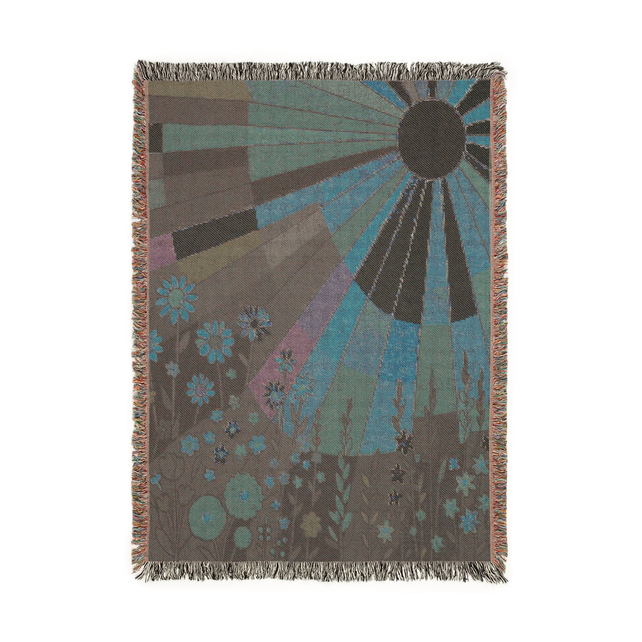California Sunlight - Retro 1970s Wildflower Meadow Woven Blanket