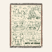 Personalized Couple Frog Camping Croak Woven Blanket