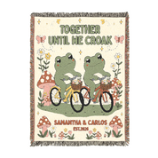 Personalized Frog Bicycle Couple Woven Blanket