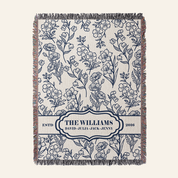 Personalized Flower Month Family Woven Blanket