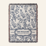 Personalized Family Name Wildflower Woven Blanket Gift