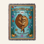 Personalized Otter Family Woven Blanket