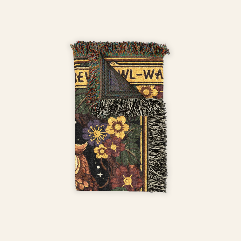 Customized Owl Couple Woven Blanket