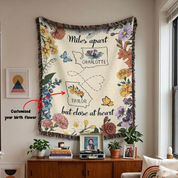 Personalized State To State Flower Month Woven Blanket