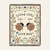 Personalized Couple Ladybug Love Bug Woven Blanket