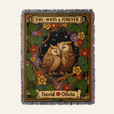 Customized Owl Couple Woven Blanket