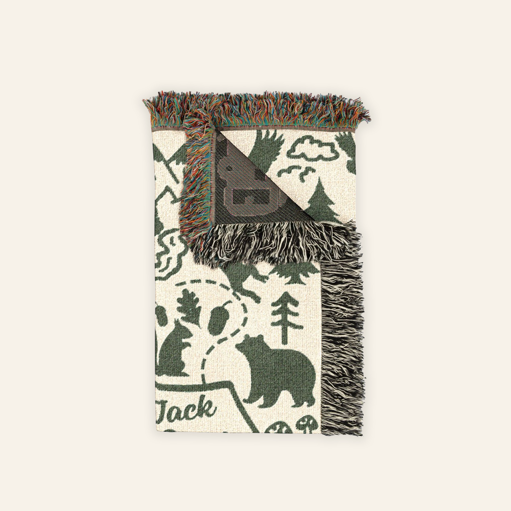 Personalized Camping Map Couple Woven Blanket